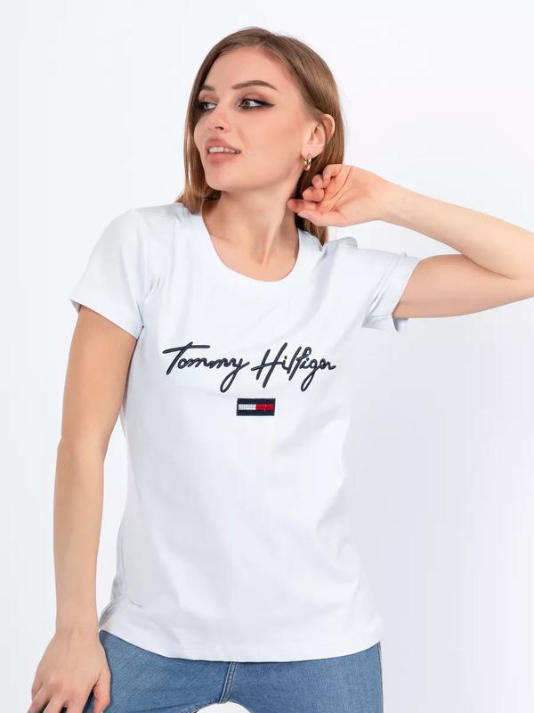 Футболка женская приталенная белая Tommy Hilfiger 216249400